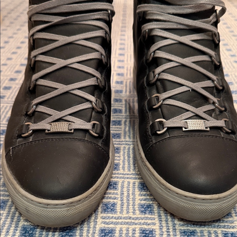 Balenciaga Arena High-Top Sneakers - Black Lambskin Leather - EU 45 - Picture 8 of 9